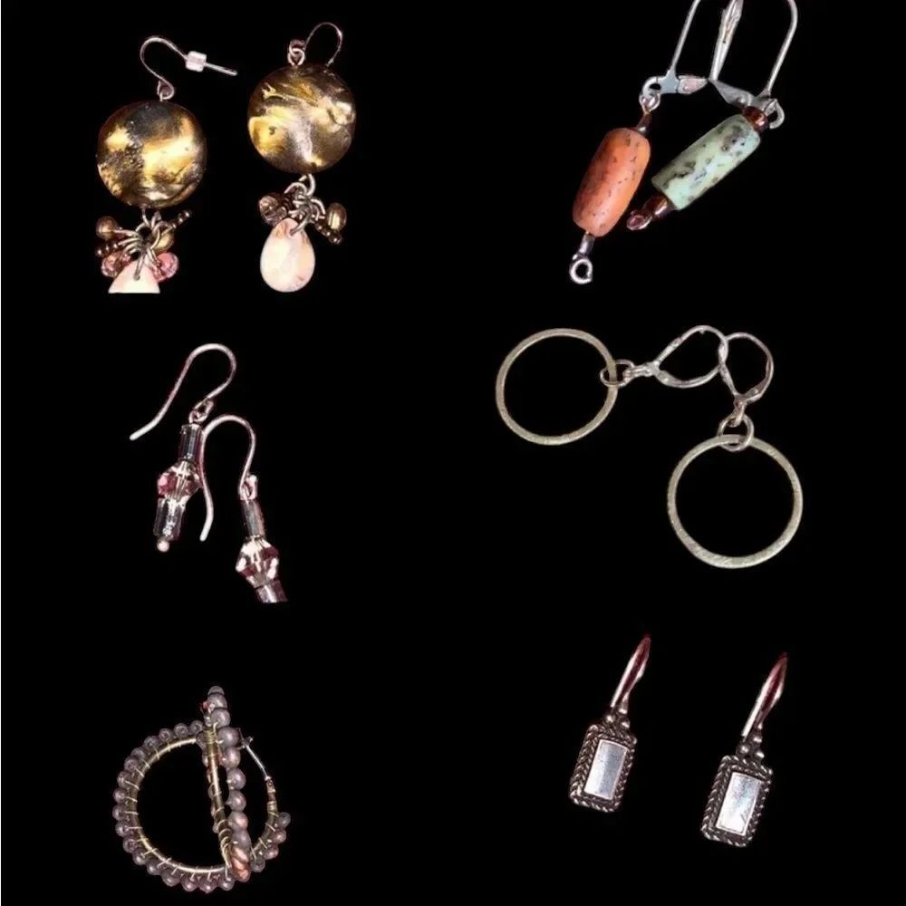 6 Pairs of Pierced ear dangly Earrings - Picture 4 of 10